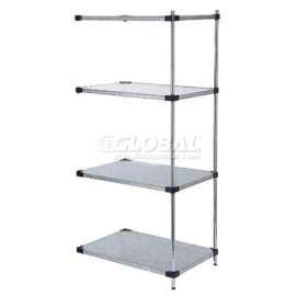 Nexel Galvanized Steel, 4 Tier, Solid Shelving Add-On Unit, 72"Wx18"Dx74"H
