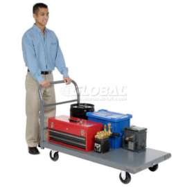 Global Industrial Steel Deck Platform Truck 48 x 24 1000 Lb. Capacity 5" Polyurethane Casters