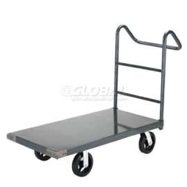 Global Industrial Steel Deck Truck 48x24 2400 Lb. Cap. 8" Rubber Casters - Ergo Handle