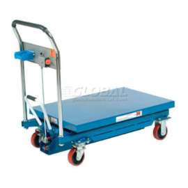 Global Industrial Mobile Scissor Lift Table with Hook-on Bin - 1100 Lb. Cap. 36 x 24 Platform