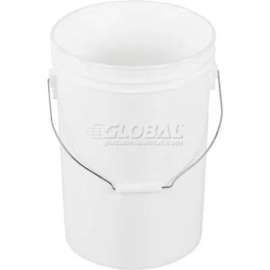 6 Gallon Open Head Plastic Pail PAIL-6-PWS with Steel Handle - White
