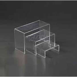 Display Riser, Set Of 3, 5-1/4"- 7-1/4" L x 4" W x 2-1/5"- 4-1/2" H, Acrylic, Clear