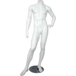 Male Mannequin - Headless, Left Hand on Hip, Right Knee Bent - Matte Finish
