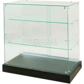Frameless Glass Showcase, Full Vision, 36"W x 20"D x 38"H, 2 Shelves