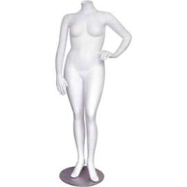 Female Mannequin - Full Figure, Headless, Left Arm on Hip, Left Leg Bent - White