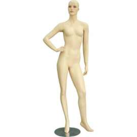 Female Mannequin - Right Arm on Hip, Left Leg Out - No Hair, Flesh Tone