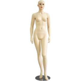 Female Mannequin - Hands by Side, Left Leg Bent - No Hair, Flesh Tone