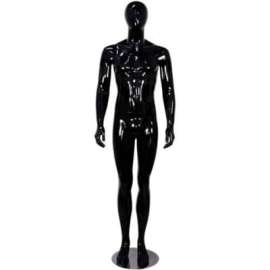 Male Mannequin - Hands by Side, Leg Straight - Gloss Finish, Black