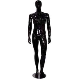 Male Mannequin - Hands by Side, Knee Bent- Gloss Finish, Black