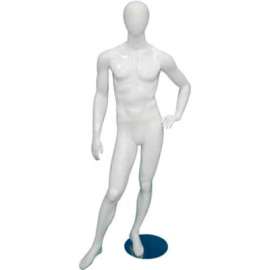 Male Mannequin - Left Hand on Hip, Right Leg Sideways - Gloss Finish, White