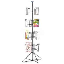 Wire Countertop Magazine Spinner, 4 Tier, Chrome/Black