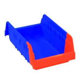 Akro-Mils Indicator 36462BLUE Two Tone Double Hopper Shelf Bin - 6-3/4"W x 11-5/8"D x 4"H
