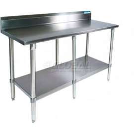 BK Resources Workbench W/Undershelf, 18 Ga. 430 Series Stainless, 5" Backsplash, 84"Wx24"D