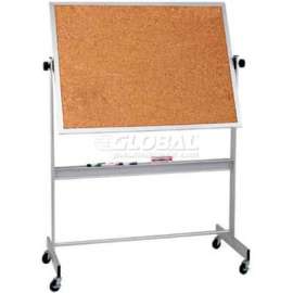 Balt Deluxe Reversible 60"W x 48"H Double Sided Cork Board Aluminum Trim