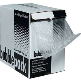 Perforated Bubble Roll W/Dispenser, 12"W x 175'L x 3/16" Thick, Clear