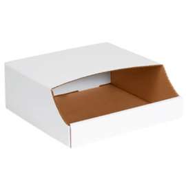 Global Industrial Stackable Corrugated Bin Boxes, 12"Wx12"Dx4-1/2"H, Oyster White