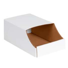 Global Industrial Stackable Corrugated Bin Boxes, 7"Wx12"Dx4-1/2"H, Oyster White