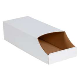 Single Wall Stackable Corrugated Bin Box, 8"W x 18"D x 4-1/2"H, Oyster White