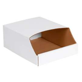 Global Industrial Stackable Corrugated Bin Boxes, 9"Wx12"Dx4-1/2"H, Oyster White