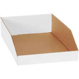 Global Industrial Open Top Corrugated Bin Boxes, 12"Wx18"Dx4-1/2"H, White