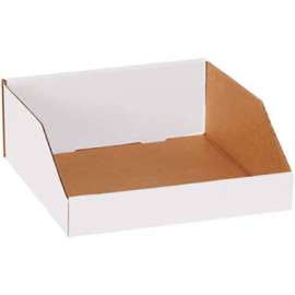 Global Industrial Open Top Corrugated Bin Boxes, 12"Wx12"Dx4-1/2"H, White