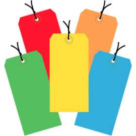 Global Industrial Shipping Tag Pre Strung, #6, 6-1/4"L x 3-1/8"W, Assorted Colors, 1000/Pk