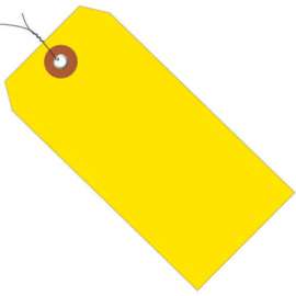 Global Industrial Plastic Shipping Tag Pre Wired#5, 4-3/4"L x 2-3/8"W, Yellow, 100/Pack