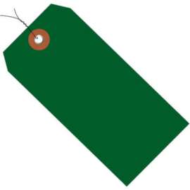 Global Industrial Plastic Shipping Tag Pre Wired#5, 4-3/4"L x 2-3/8"W, Green, 100/Pack