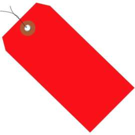 Global Industrial Plastic Shipping Tag Pre Wired#5, 4-3/4"L x 2-3/8"W, Red, 100/Pack