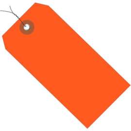 Global Industrial Plastic Shipping Tag Pre Wired#8 6-1/4"L x 3-1/8"W, Orange, 100/Pack