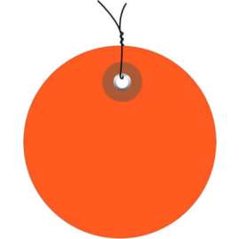 Global Industrial Plastic Circle Tag Pre Wired3" Dia., Orange, 100/Pack