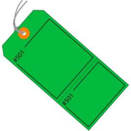 Global Industrial Consecutively Claim Tag Pre Strung, #5, 4-3/4"L x 2-3/8"W, Green, 1000/Pk