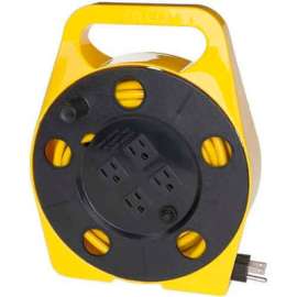 Bayco Quad Plug Cord Reel SL-755, 16/3 GA, 25'L Cord, Yellow
