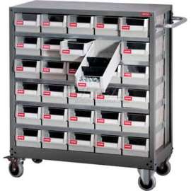 Shuter Parts Drawer Cart, 30 Drawers, 49 "L x 15-3/4"W x 34-5/8"H