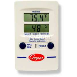 Cooper Mini Wall Thermometer, Trh122m-0-8, Digital Temperature & Humidity, Dual Display