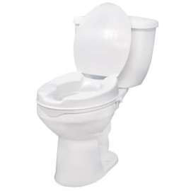 Drive Medical 12065 Raised Toilet Seat with Lock and Lid, Standard Seat, 4" Height