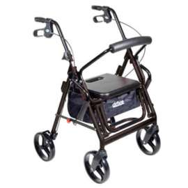 Drive Medical 795BK Duet Transport Wheelchair Chair Rollator Walker, Black, 8" Casters