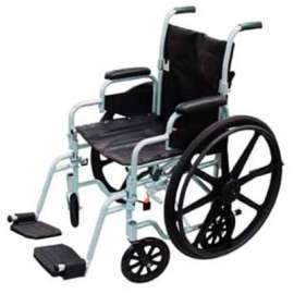 Poly-Fly High Strength Lightweight Wheelchair/Transport Chair Combo, 18"W Seat, Silver Frame