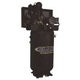 EMAX PE05V080I1, 5 HP, Two-Stage Compressor, 80 Gallon, Vertical, 175 PSI, 17 CFM, 1-Phase 208-230V