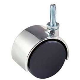 2" Plastic Twin Wheel Caster W/ 1" Stem - Chrome Hood Black