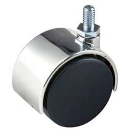 2" Plastic Twin Wheel Caster W/ 5/8" Stem - Chrome Hood Black