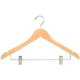 17" L Wishbone W/ Chrome Hook And Metal Bar W/ Clips - Natural