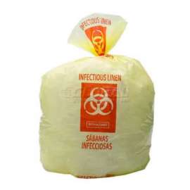 High Density Yellow Infectious Linen Liner, 14 Microns, 31" x 43", Pkg Qty 250