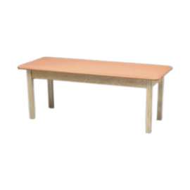 Wooden Treatment Table, Blue Upholstery, Natural Frame, 72"L x 24"W x 30"H
