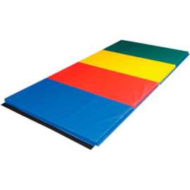 CanDo Accordion-Fold Exercise Mat, 1-3/8" PU Foam with Cover, 5' x 10', Rainbow Colors