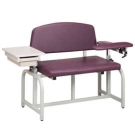 Clinton 66002B Lab X Series Bariatric Blood Drawing Chair with Padded Flip Arm and Drawer