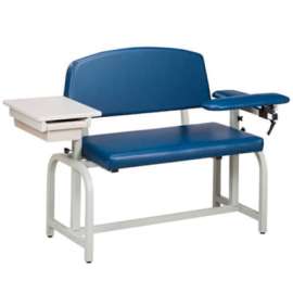 Clinton 66002 Lab X Series Extra-Wide Blood Drawing Chair with Padded Flip Arm and Drawer