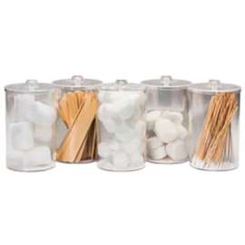 Clinton T-79 Unlabeled Clear Plastic Sundry Jars, Set of 5