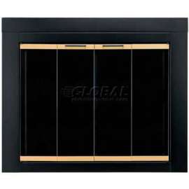 Pleasant Hearth Arrington Fireplace Glass Door Black With Gold Trim AR-1020 37-1/2"L x 30"H