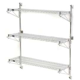 Nexel Poly-Green Wall Mount Wire Shelving - 54"W x 24"D x 54"H 3-Shelf Starter